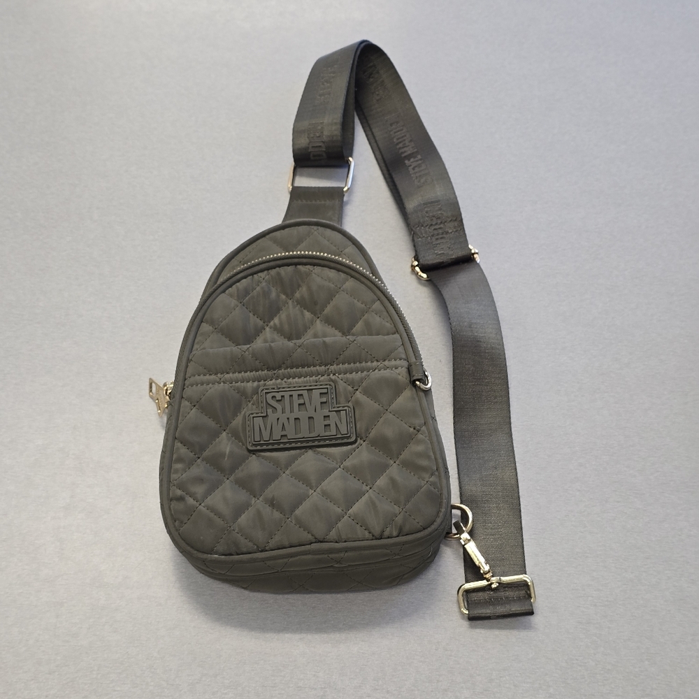 Steve Madden Sage Green Quilted Mini Crossbody Shoulder Bag
